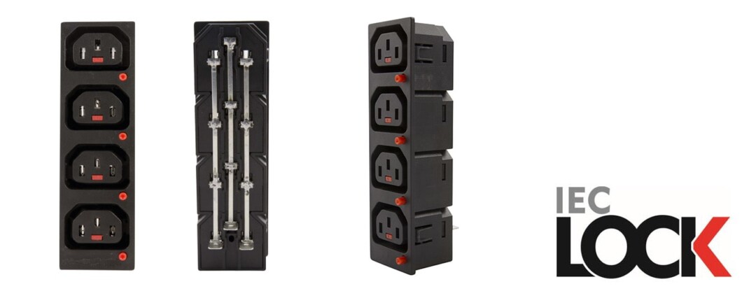 IEC-Lock power strips sockets 4 way with locking mechanism