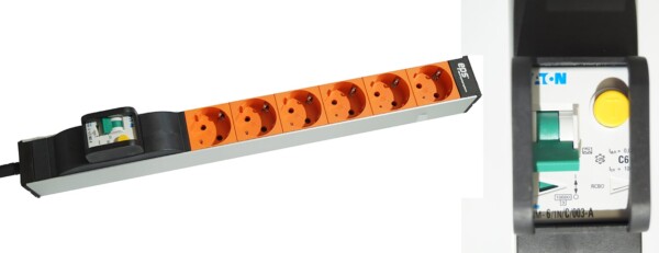 EPS Steckdosenleiste PCS 362OS 3 FI orange 19 Zoll Steckdosenleiste mit Montagewinkel