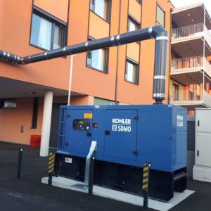 Sie sehen eine Abgasanlage fuer Notstromaggregate