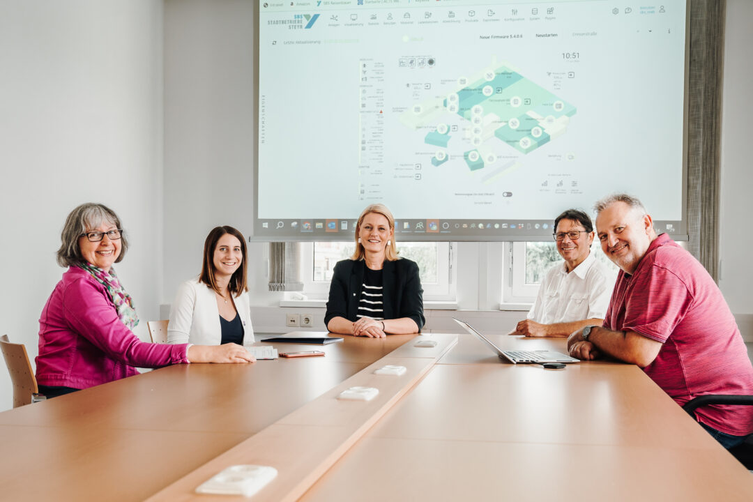 Mag. Irene Mondon-Stutterecker, Verena Broederbauer, Mag. Katrin Auer, Mag. Peter Hochgatterer und Ing. Roland Raab beim Interview