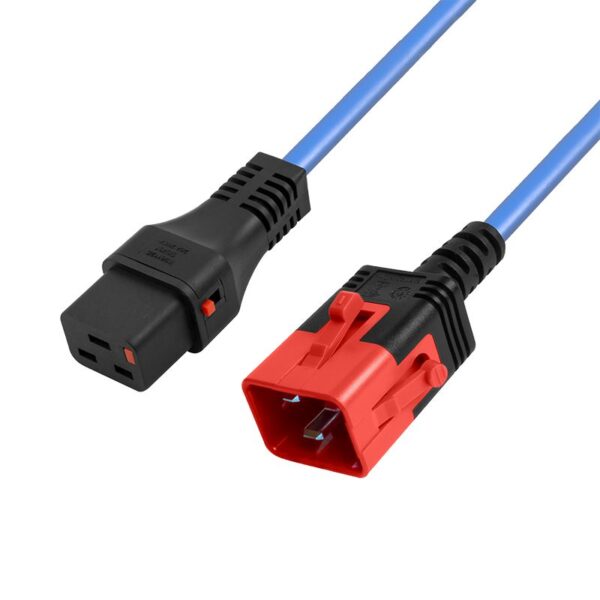Sie sehen IEC Dual Lock Stecker C19 und C20 in blau