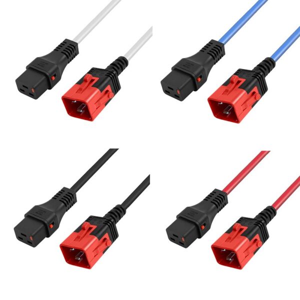 Sie sehen ein Bild mit IEC Lock Dual Lock C19 und C20 in verschiedenen Farben